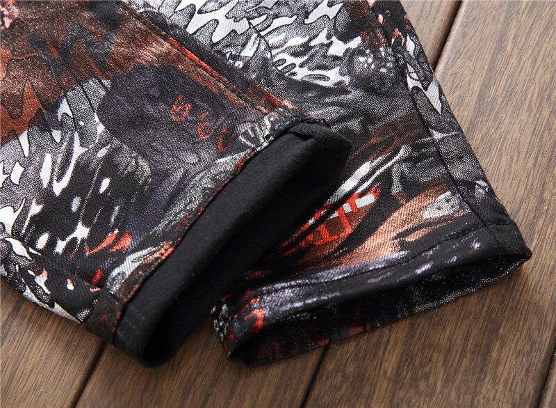Brand 3D Printed Jeans Men Classic Slin Fit Denim Mens Jeans Elastic Biker Men Jeans