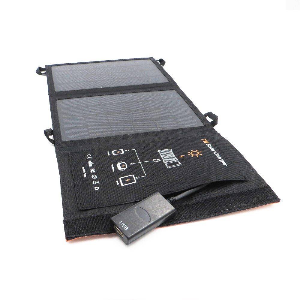 Portable 7W 1200mA Solar Charger Solar Panels Charger with USH Port Solar Battery Charger Power for Mobile Phones 5V USH