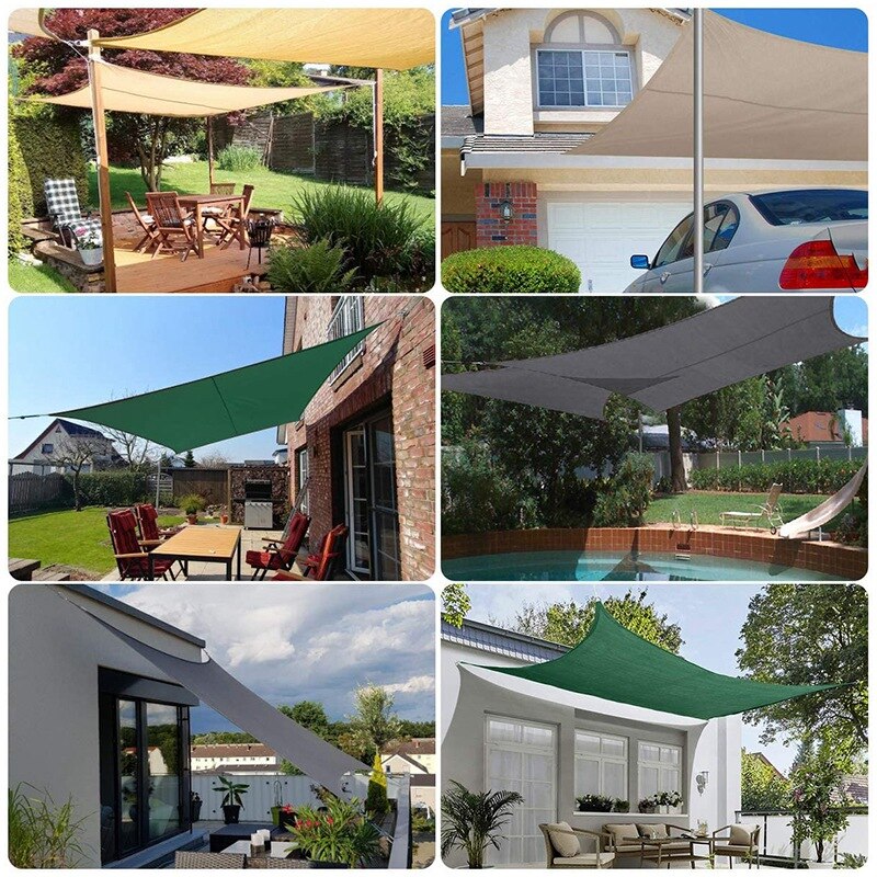 Rectangular Sun Shade Oxford Cloth Shade Sail, Very Suitable for Outdoor Patio Garden Courtyard Backyard, Green