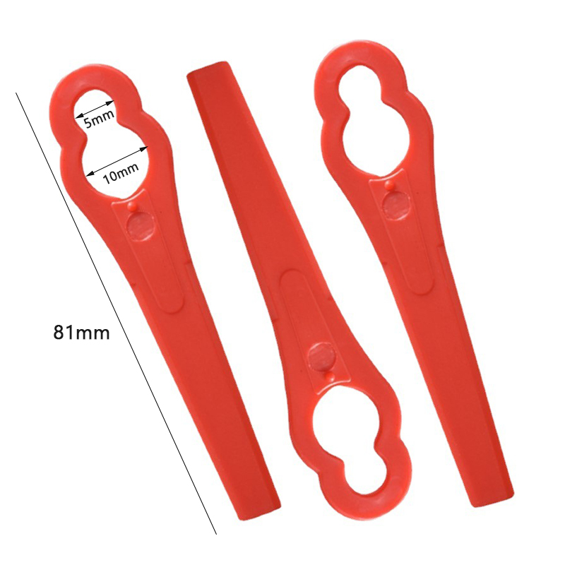 Cuchillas de repuesto de plástico rojo para cortacésped, accesorios de herramientas eléctricas de jardín, 83MM, para Parkside PRTA 20-LiA1 LIDL IAN 311046, 50 piezas: Blanco