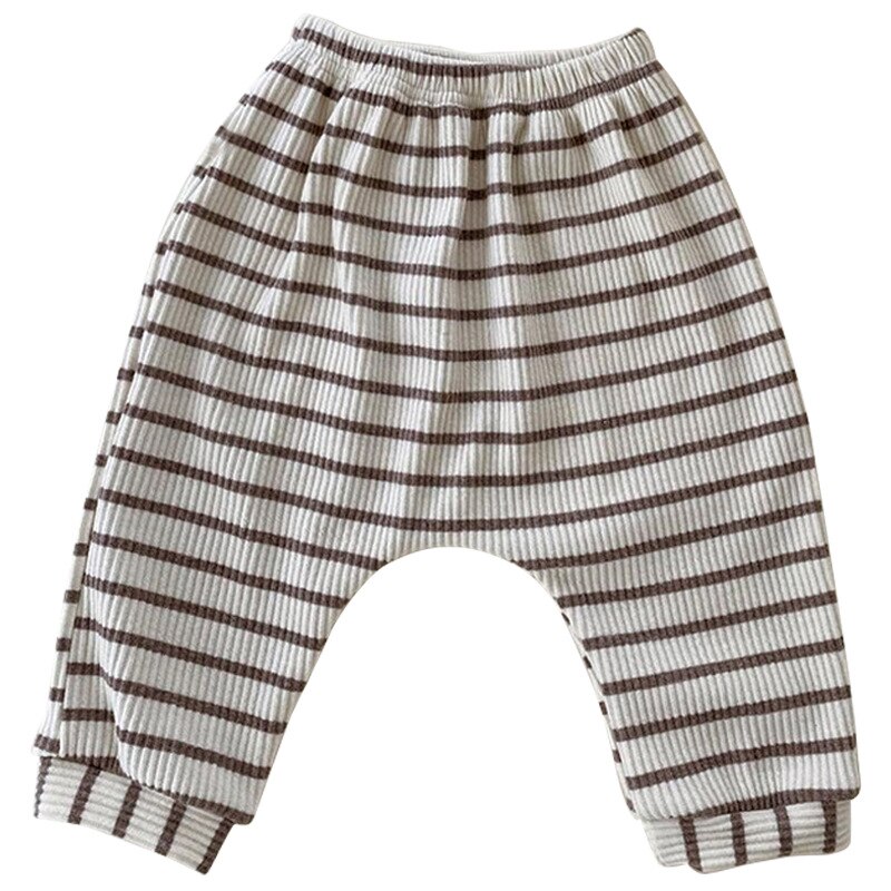 Koreaanse 2022 Babykleertjes En Najaar Jongens Gestreepte Broek Mode Katoen Elastische Midden Taille Losse Broek Voor Meisjes