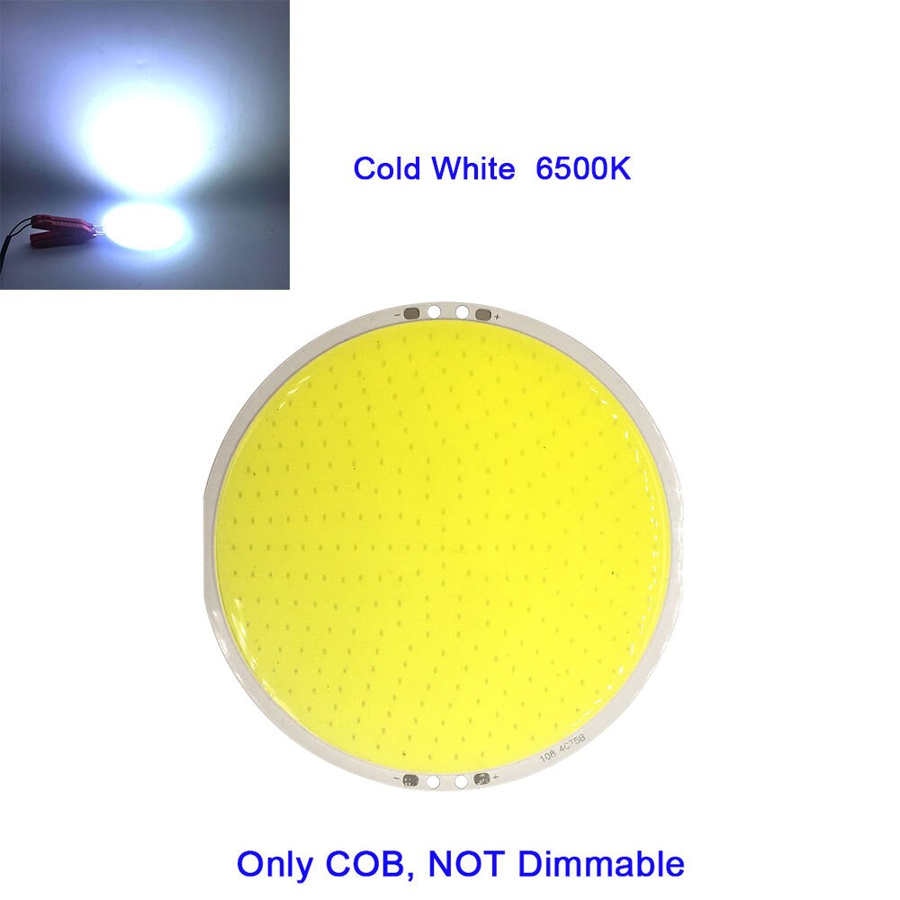 108mm runde panel led-lampe 12v dc cob lys 50w 6000lm med fjernkontroll dimmer 5.9in diameter led-pære for dekorbelysning: Bare cw cob