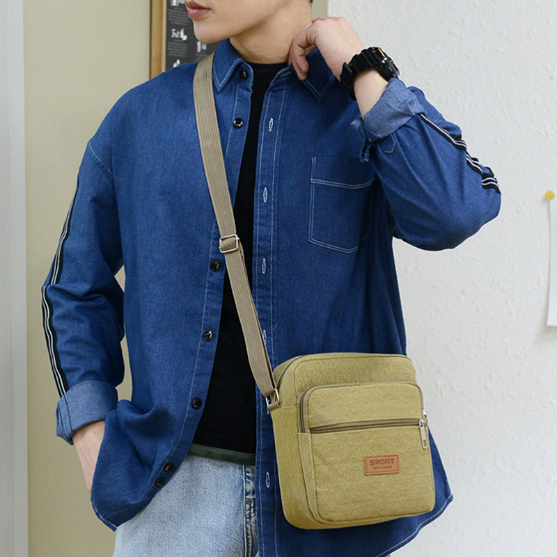 Bolso lateral para hombre, bandolera de negocios, versión coreana de , bandolera de hombro individual de lona de gran capacidad para hombre