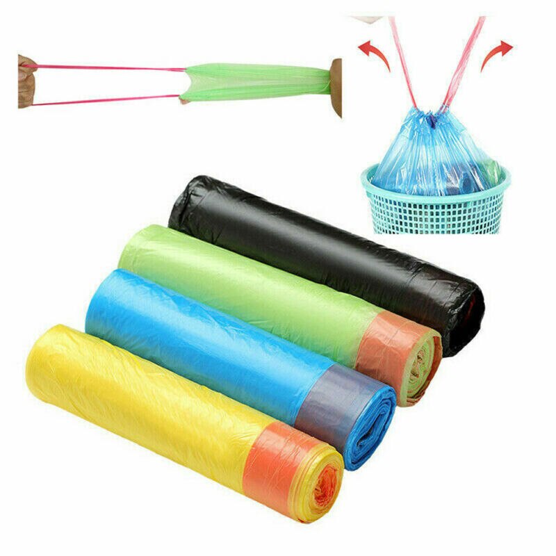 15pcs/roll Rubbish Garbage Bin Liners Kitchen Toilet Waste Trash Bags With Handle Vest Type Disposal Kitchen Sink Trash Bags