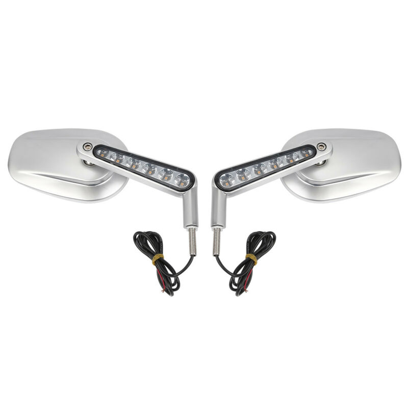 Rétroviseur Moto Paire Noir/Chrome Muscle LED Clignotants Lumière Moto Arrière rétroviseurs pour Harley V-ROD V TIGE VRSCF