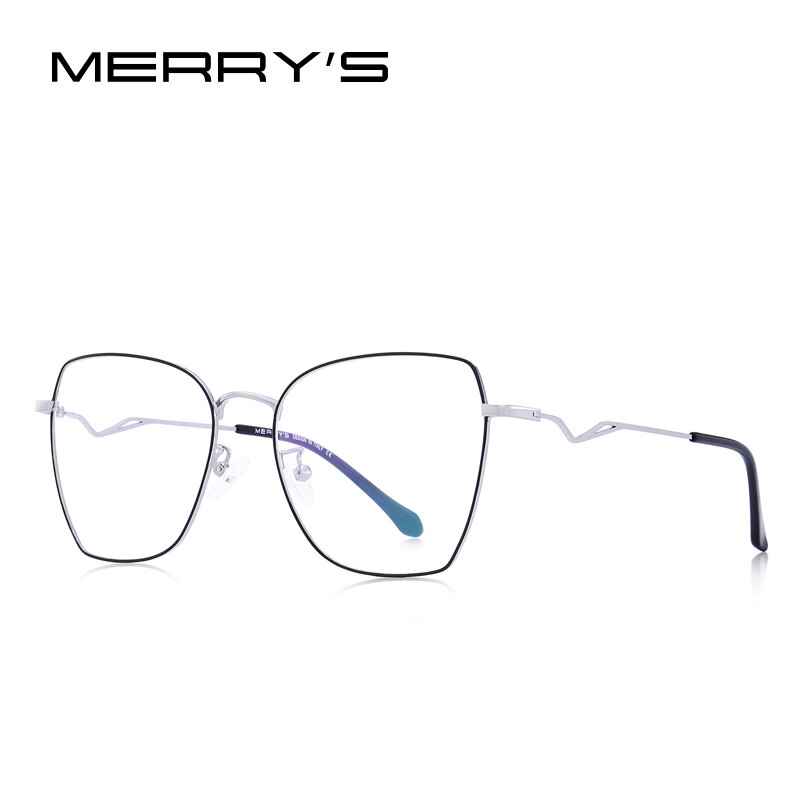 MERRYS Women Trending Glasses Frame Ladies Myopia Prescription Optical Eyeglasses S2021: C03 Silver Black
