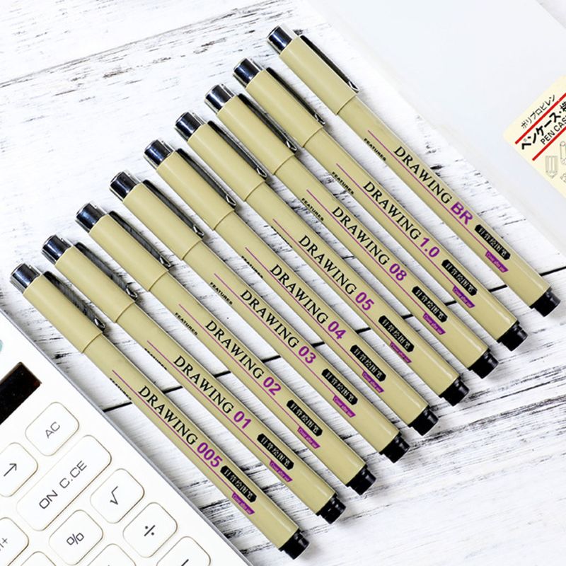 6/7/8/9pcs Black Technical Graphic Fine Hook Line Painting Drawing Pen Sketch