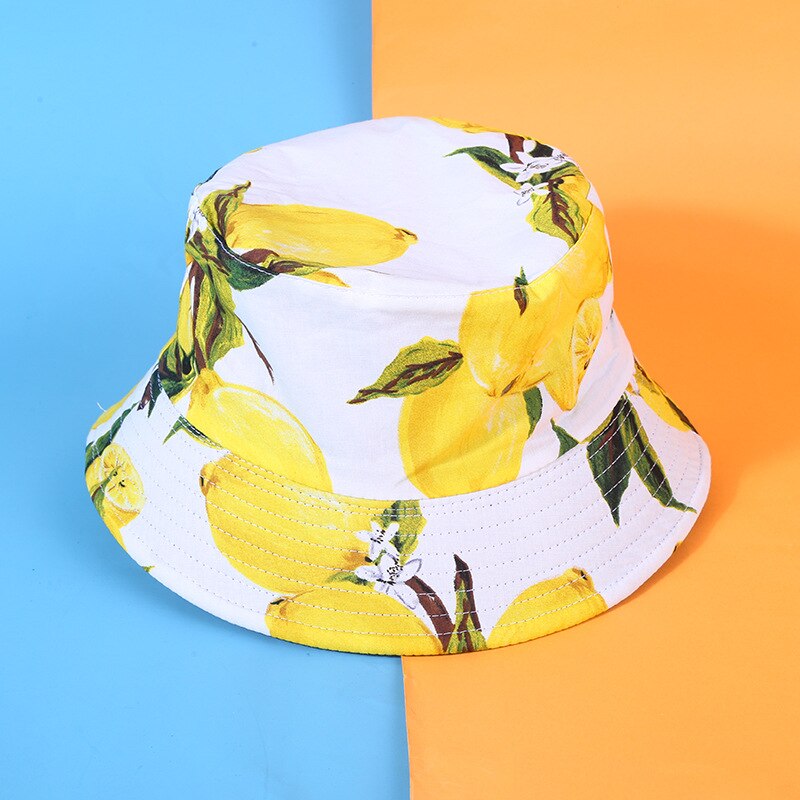 Avocado kapelusz typu Bucket kobiety męskie lato Panama kapelusz Hip-Hop czapki dwustronny nadruk z owocami banan arbuz plaża kapelusz rybaka: 10