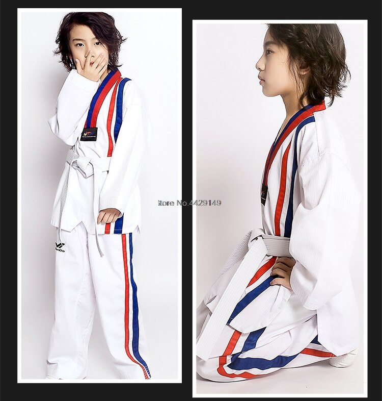 Taoyekma Adult Children&#39;s Taekwondo Suit Long Sleeve Taekwondo Uniform Men Women Tae kwon do Clothing Karate Training Clothes