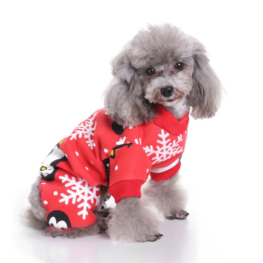 Kerst Vier Voeten Huisdier Pyjama Warme Kleding Huisdier Benodigdheden Voor Puppy Hond (Kerst Pinguïn, Maat S)