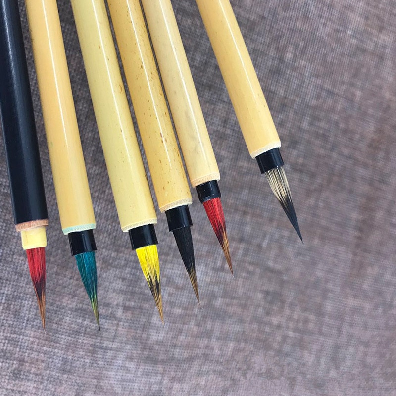 6 st kinesiska penslar liten vanlig skrift kalligrafi skrift pensel penna kinesisk frihand pensel pensel akvarell målarpensel