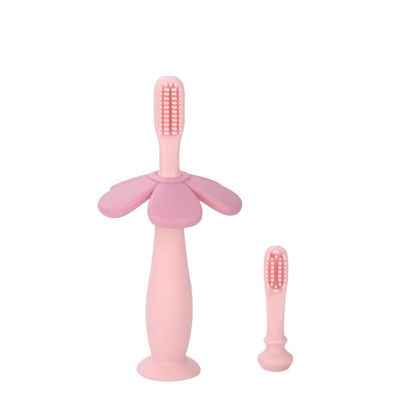 Baby Kids Bloem Effen Kleur Training Handleiding Tandenborstel Zuigeling Mondverzorging Tandenborstel Kinderen Jongen Meisjes Zachte Silicone Teethbrush