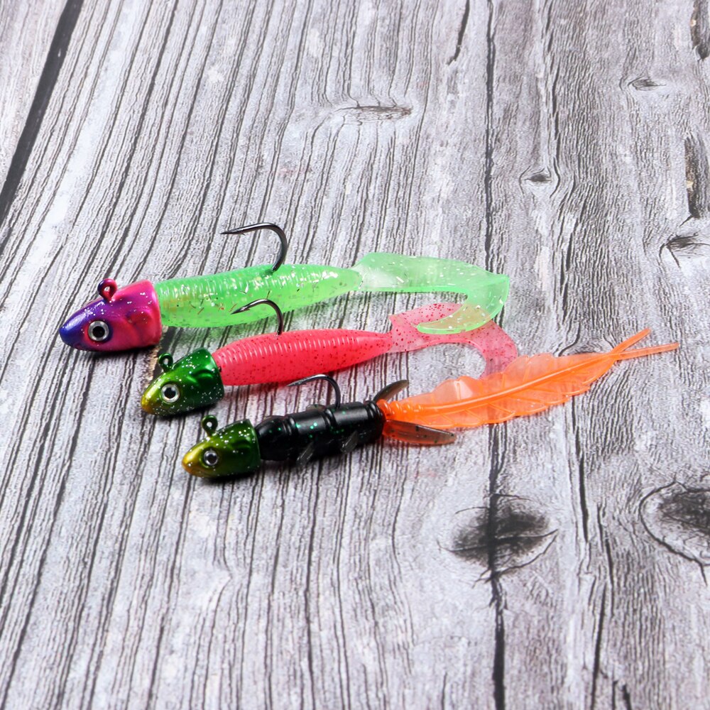 JOHNCOO 5pcs Jig Head Soft Lure Hook 3.5g 5g 7g 10g 3D Eye Jig Head Jigging Silicone Bait Soft Worm Hook