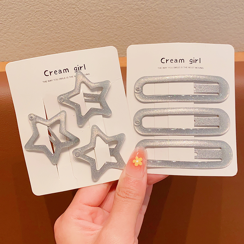 3/6 unids/set bebé niños colores dulces adorno de estrella brillante pinzas para el cabello mujeres niñas pasadores lindos horquillas accesorios para el cabello para niños: Oro