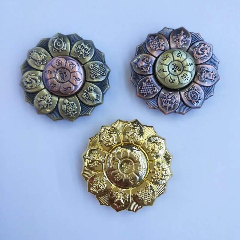 2022 Popular Mini Metal Titanium Alloy Fingertip Gyro Buddhism Modeling Two-Color Decompression Toy Trendy Artifact