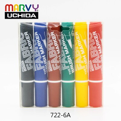 Marvy-Conjunto de rotuladores de punta suave para suéter, bolígrafo de pincel de tinta con Alcohol para tela de Graffiti, resistente al agua, Pe, 722, 6 uds.: 6A