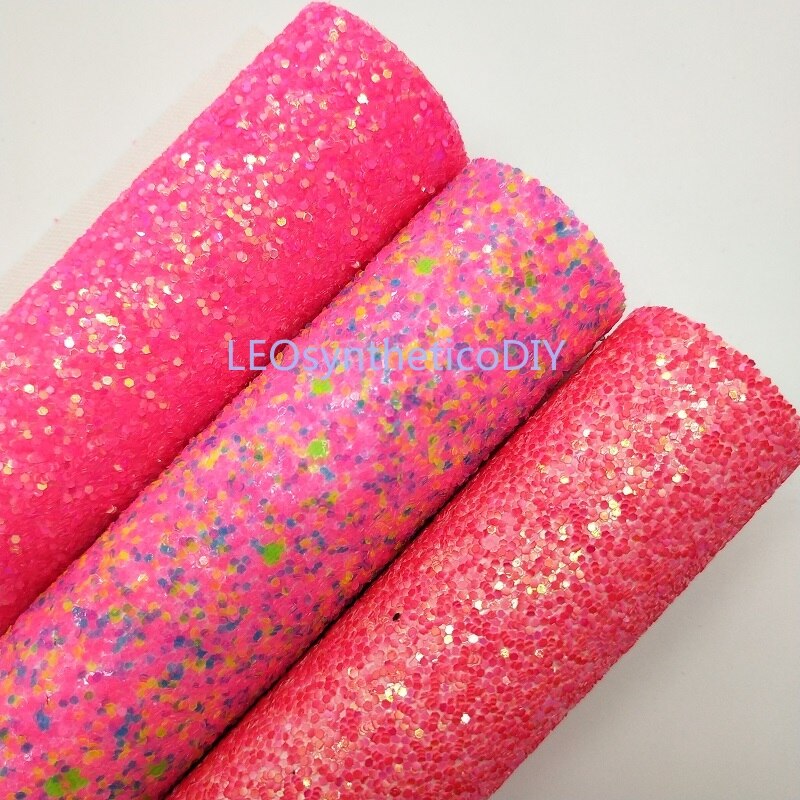 Mini Roll 30x134CM ROZE Glitter Fabirc, Chunky Glitter Leer, glitter Leer Roll Voor Maken Bows LEOsyntheticoDIY SK007