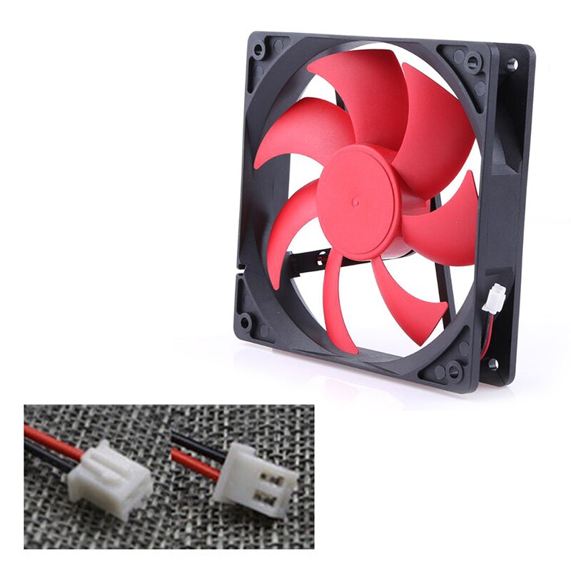F12025 120mm PC Cooling Fan Red Blade 12V Desktop 3Wire Case Fan Cooler