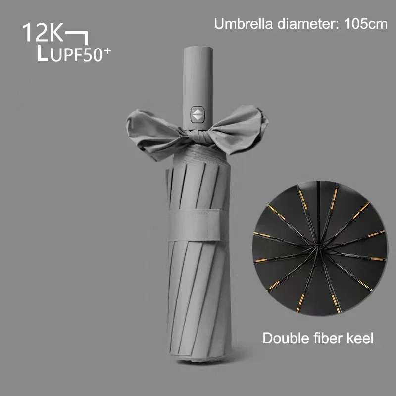 72 Bone Fully Automatic Umbrellas Reinforced UV Protection Umbrella Double Person Sunscreen Umbrellas Men'S Durable Rain Gear: Burgundy