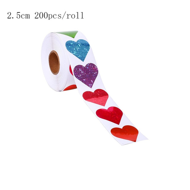500 Pcs/Roll Love Heart Shaped Label Sticker Scrapbooking Packaging Seal Birthday Party Wedding Supply Stationery Sticker: 200pcs-2.5cm
