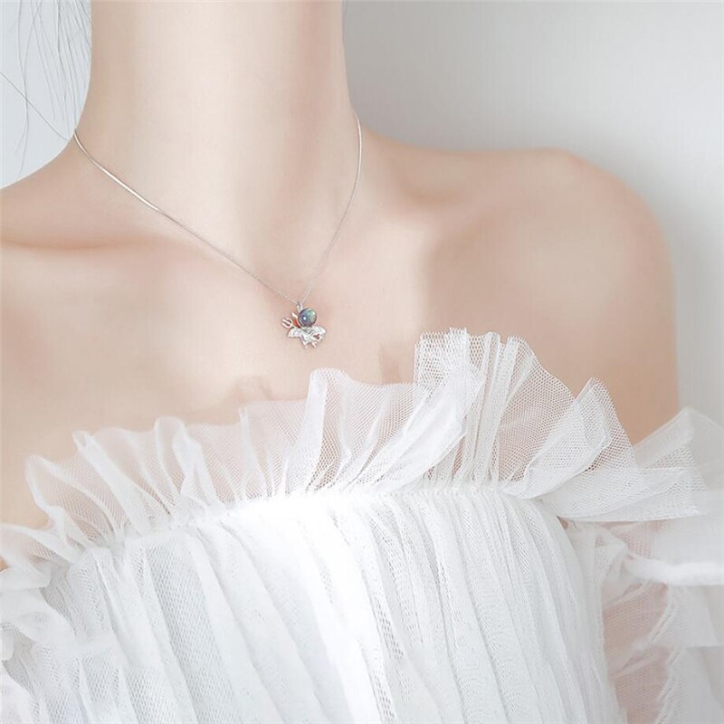 Sole Memory Moonstone Sweet Cute Little Devil 925 Sterling Silver Clavicle Chain Female Necklace SNE499