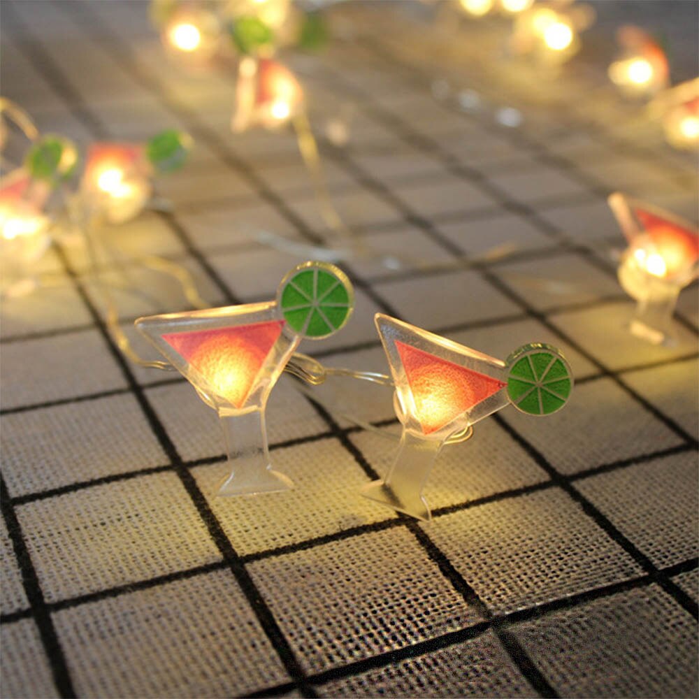 Guirnalda de luces 20 piezas luminosas hawaianas para decoración de fiestas, flamencos, unicornios, Cactus, suministros para LED en forma de piña: drink cup
