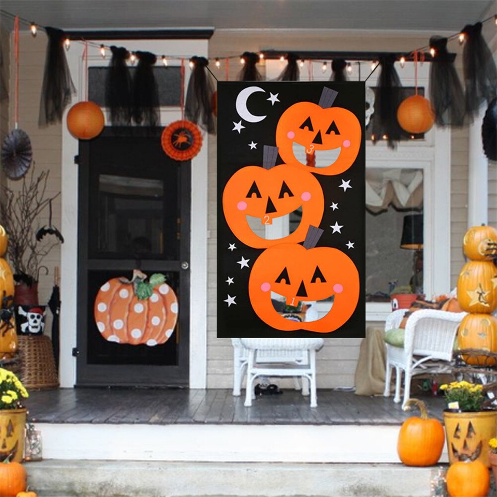 Halloween hauskoja pelejä papupussi heittää pelit lelu setti riippuva huopa kurpitsa banneri 3 kpl papupusseja halloween ulkoiluun
