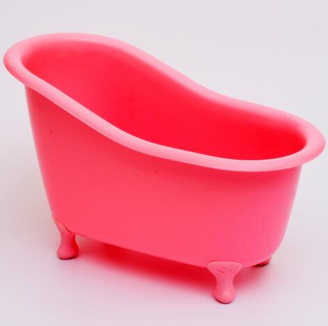 High Grade Accessories Bathroom Mini Bathtub White Soap Storage Box Toothbrush Toothpaste Induction Box Snack Storage Box D5: Pink