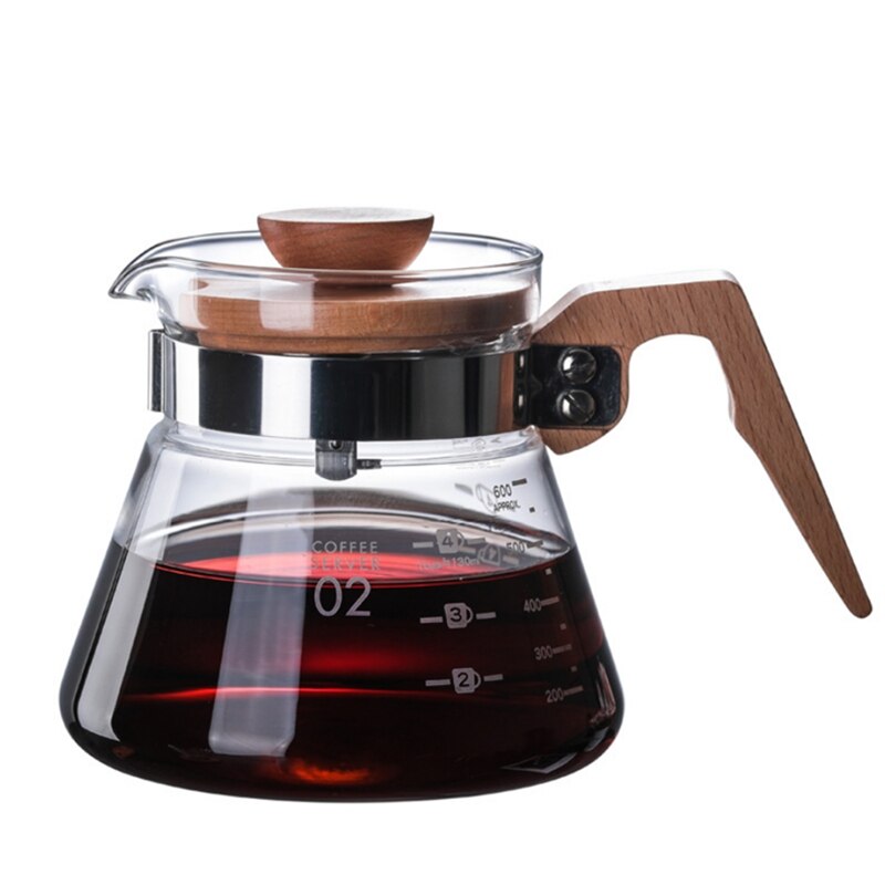 Värmebeständig  v60 häll över kaffebryggare glas server kaffekanna kaffe vattenkokare brygger barista percolator maker: 600ml wh-server