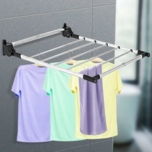 Portable Folding Clothes Hanger Stainless Steel Cloth Bathroom Drying Rack Wall Mounted Airer Towel Clothes Rail Drying Rack