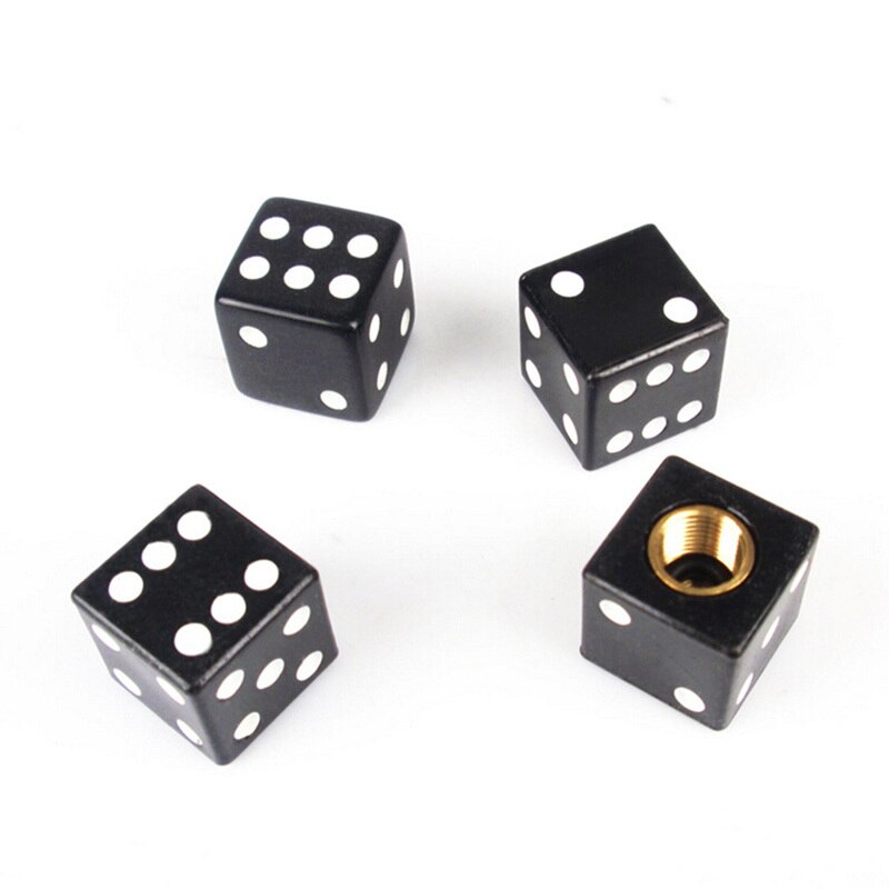 4Pcs Dice Ventieldopjes Zwart Bandventieldop Steel Caps Kofferbak Fiets Fiets Velgen Accessoires