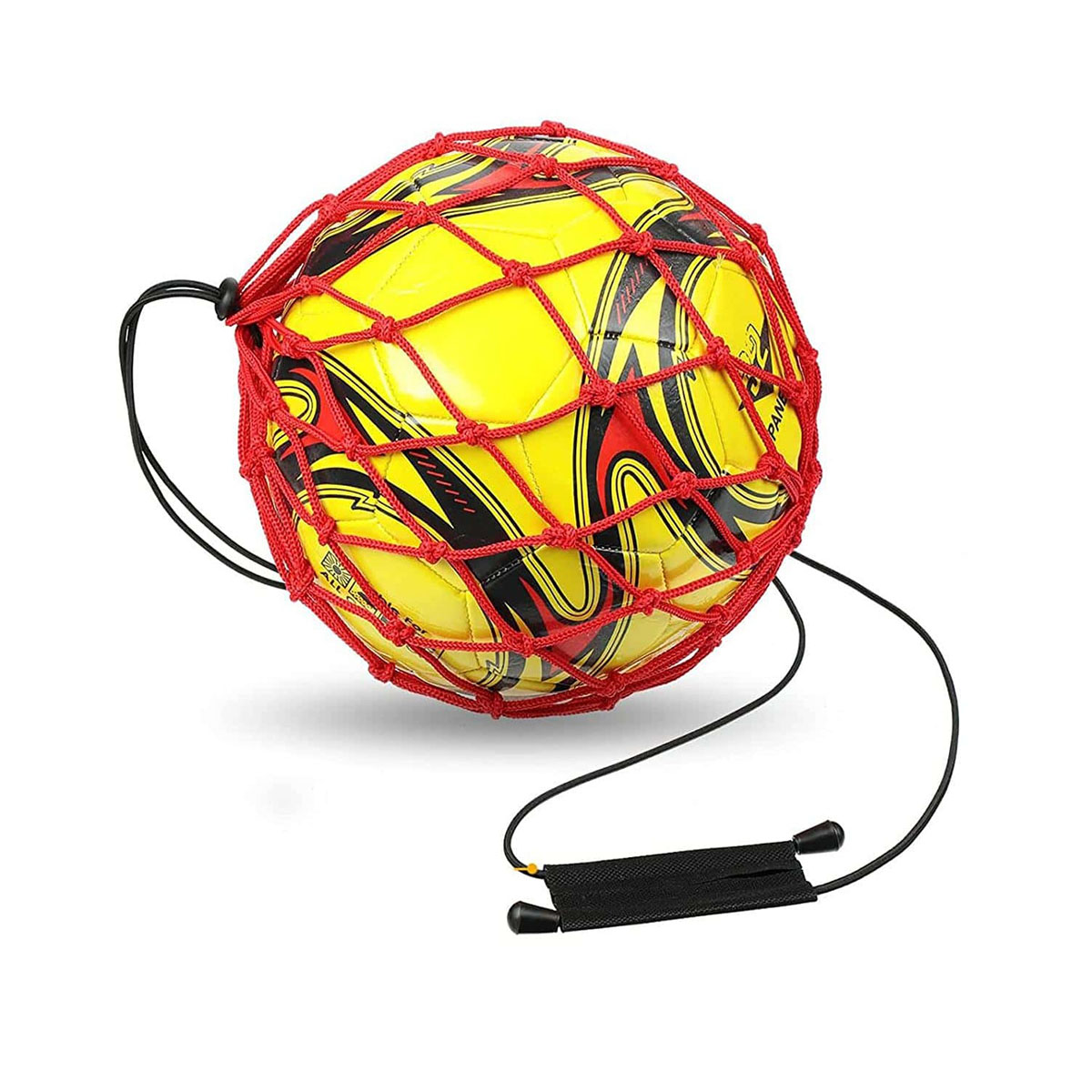 Entraîneur de coup de pied de football avec de filet verrouillé pour ballon de football, filet de jonglage élastique d'entraînement (convient à la taille du ballon 3, 4, 5): Rouge