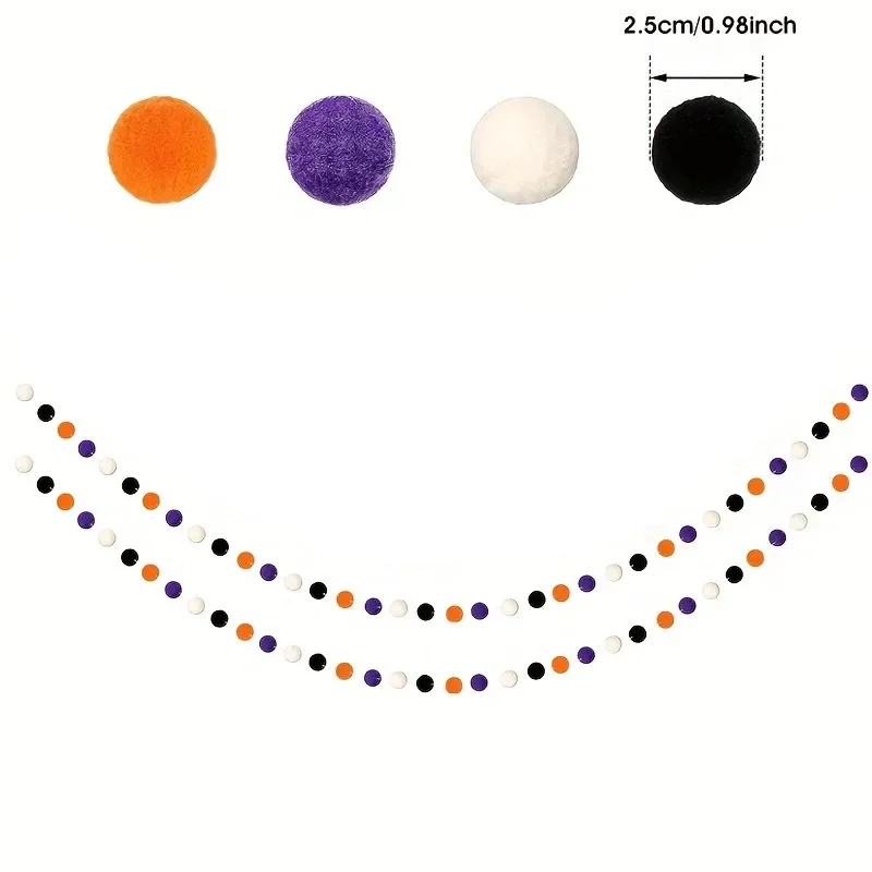 Bolas de lana de 2M, decoraciones de dormitorio hechas a mano, decoración de pared de Halloween, adorno para fiestas de Navidad, colgante, guirnalda de pompones