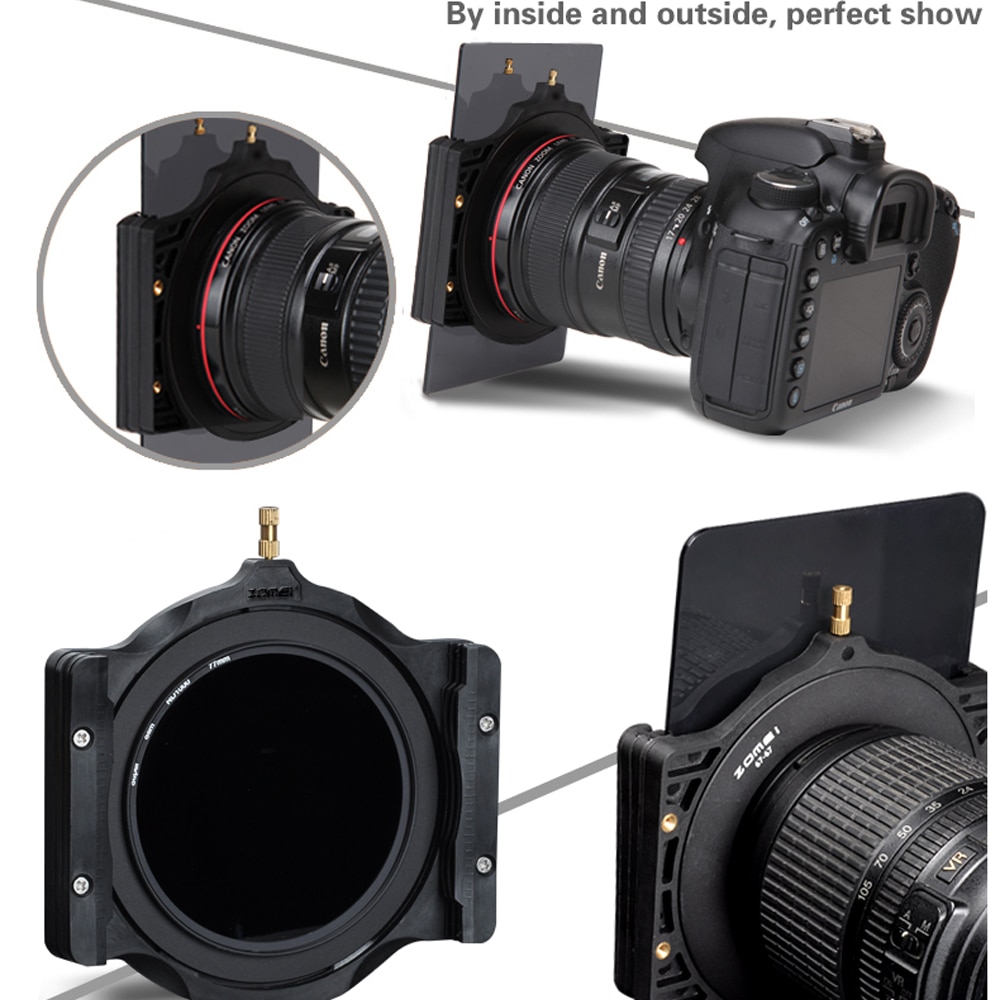 Zomei multifunktionell filterhållare och 67/72/77/82/86mm adapterring kan användas med rundfilter för cokin z lee 100mm filter