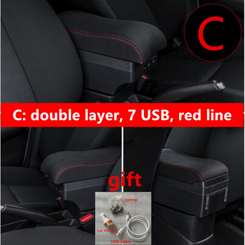 Boîte accoudoir pour Renault Captur, rangement central avec interface USB, boîte de contenu: C black red line