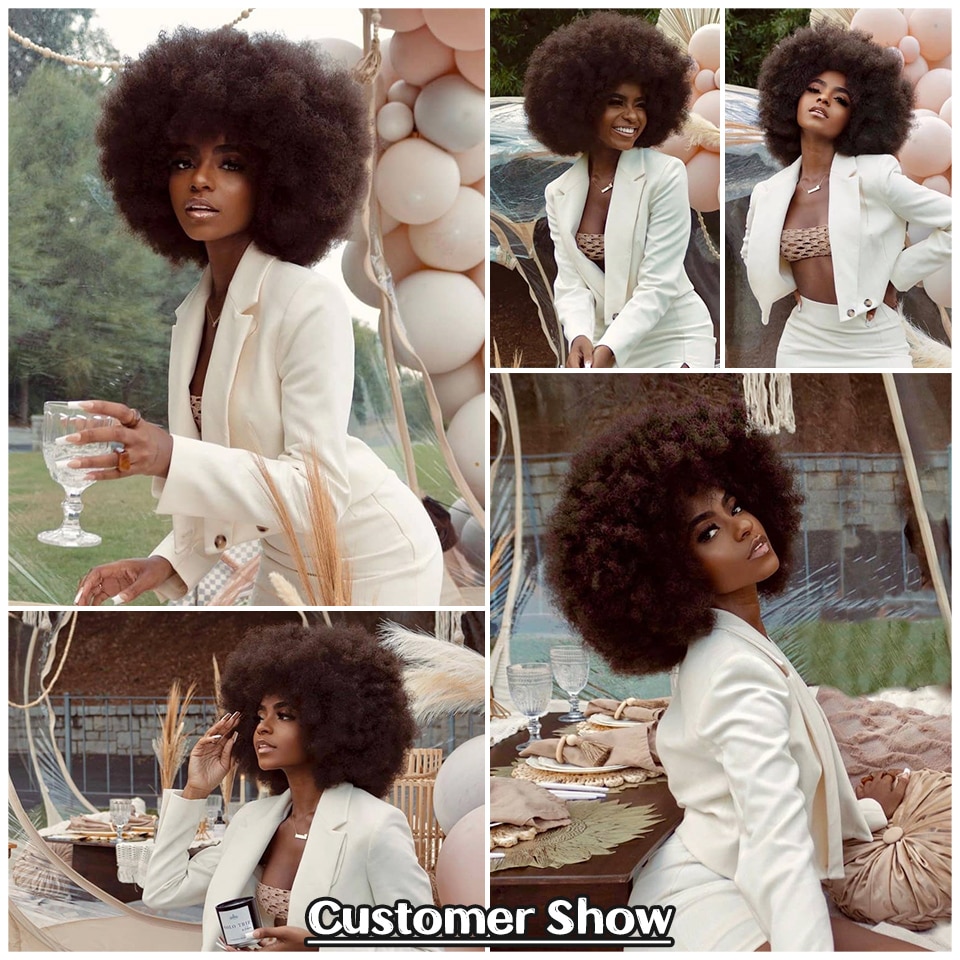 Kort haar Afro Kinky Krullende Pruiken Met Pony Voor Zwarte Vrouwen Afrikaanse Synthetische Ombre Cosplay Natuurlijke Blonde Rood Blauwe Pruik