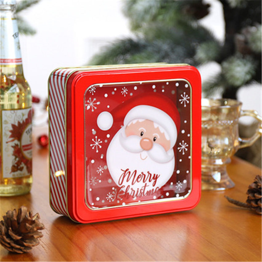 Emballage de noël en fer, boîte à bonbons, joyeux noël, bonhomme de neige, fête, décoration de bonbons Cookies faits à la main: K