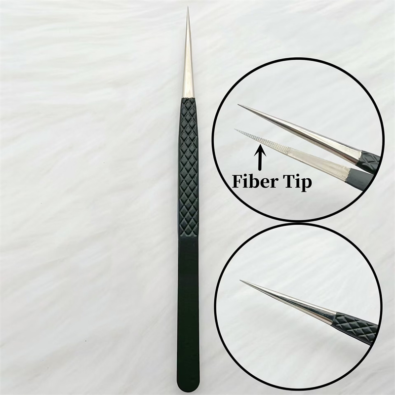 Pinzas para pestañas postizas con punta de fibra precisa para extensión de pestañas, pestañas de visón de Mega volumen, herramientas de maquillaje para artistas con aislamiento de botas para fanáticos