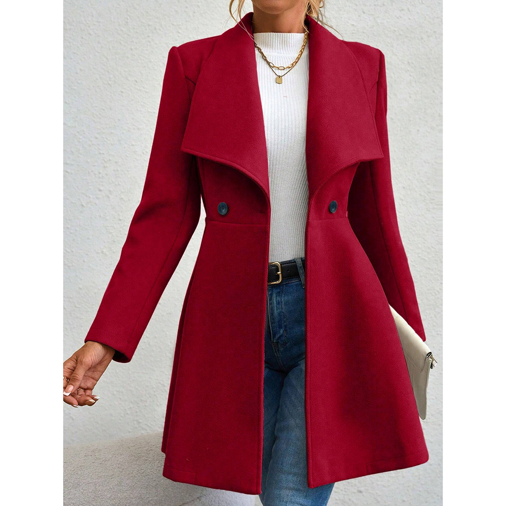 Mia musa casacos femininos inverno cor sólida manga longa lapela botão-up casacos de trabalho ano novo vermelho presente do dia dos namorados outerwears