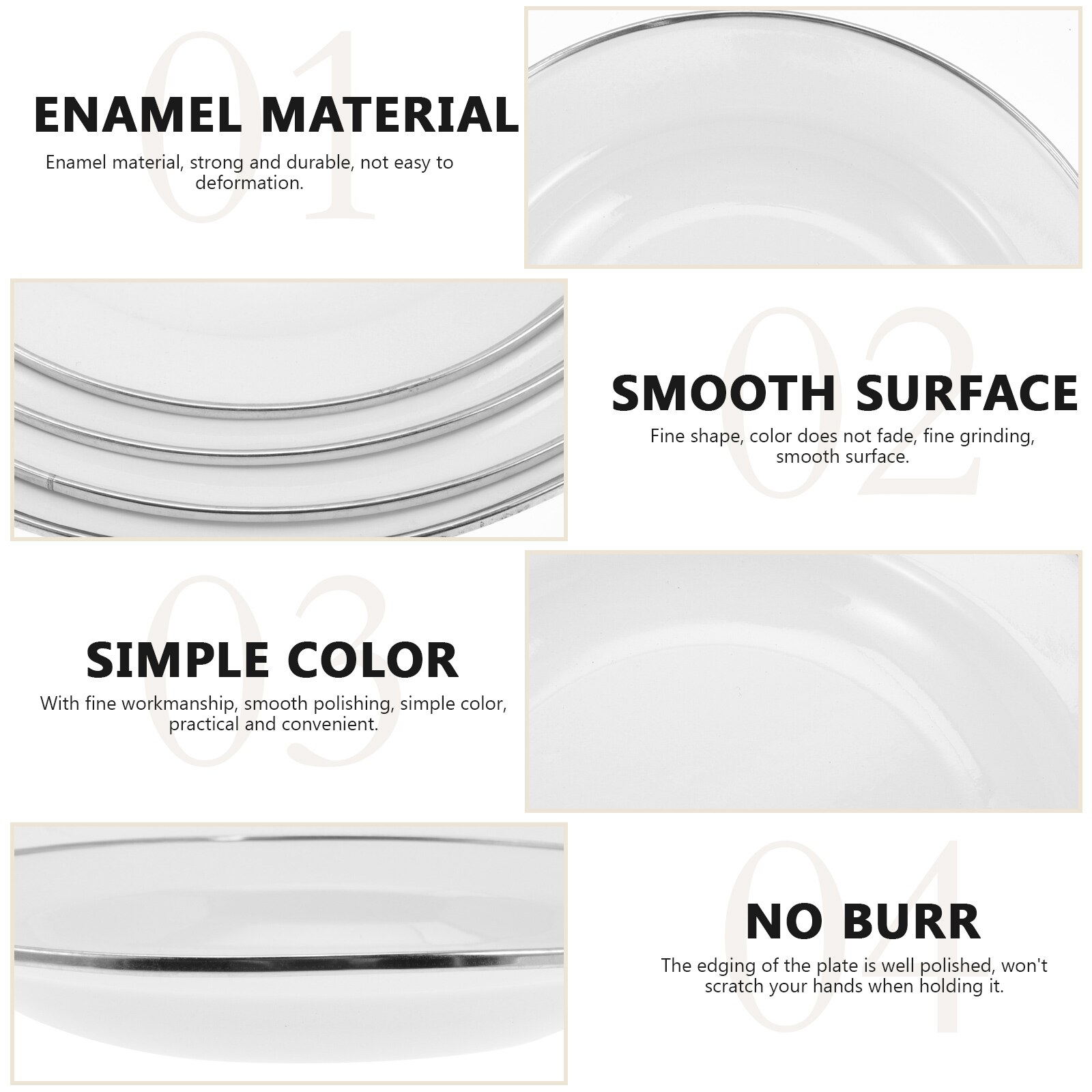 4 Pcs Enamel Food Plate Round Food Serving Plate Multi-purpose Snack Plates