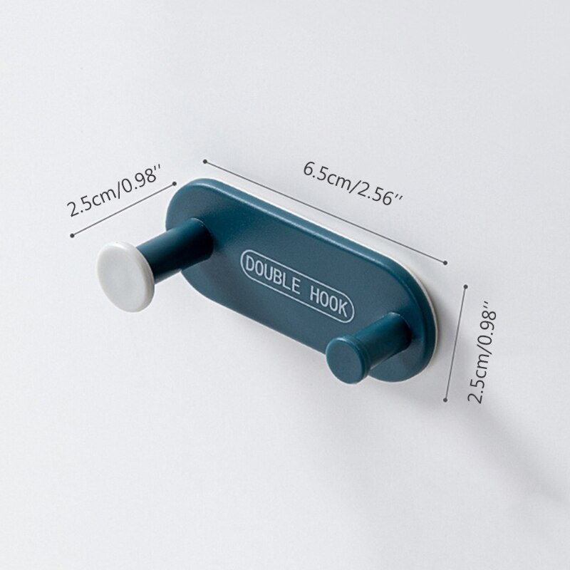 4Pcs Wall Mount Plastic Key Holder Double Hooks Cable Organizer Self-Adhesive Multifunction Jewelry Rack Clothes Hanger