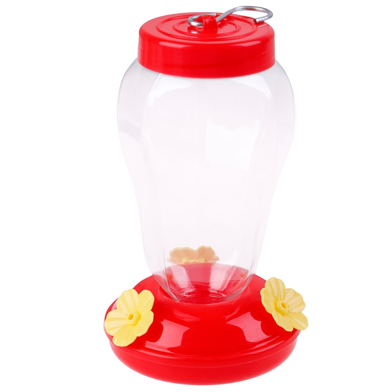 Plastique oiseau distributeur d'eau bouteille suspendus colibri mangeoire jardin extérieur en plastique fleur fer crochet animal de compagnie oiseau fournitures
