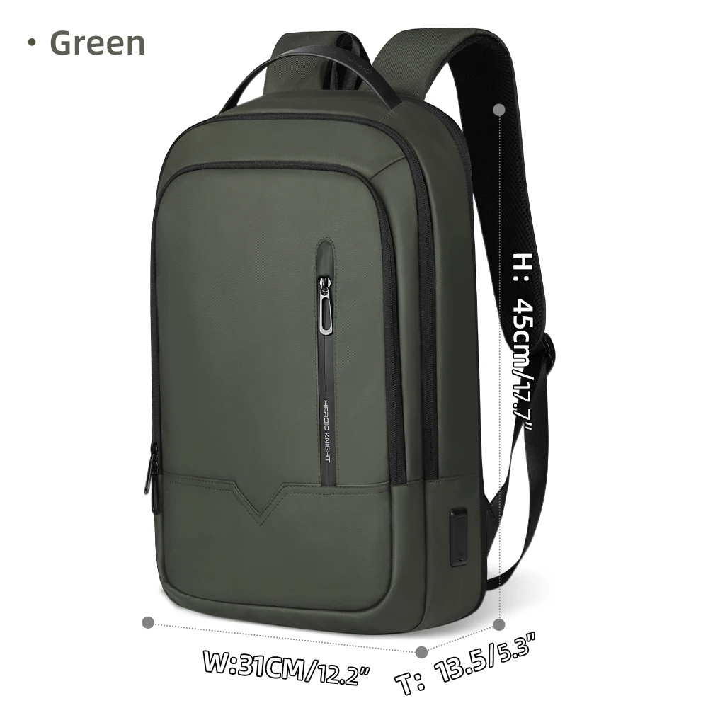 HK Uitbreidbare zakelijke rugzak voor heren Notebooktas met USB-poort Lichtgewicht 15,6 inch laptop Schooltas Grote reisdagrugzakken: green