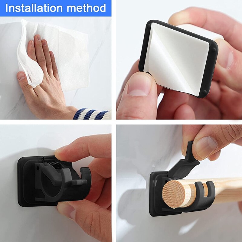 Non-Drilled Curtain Rod Holders Sticky Curtain Rod Holders Nailless Curtain Hooks Suitable for Walls