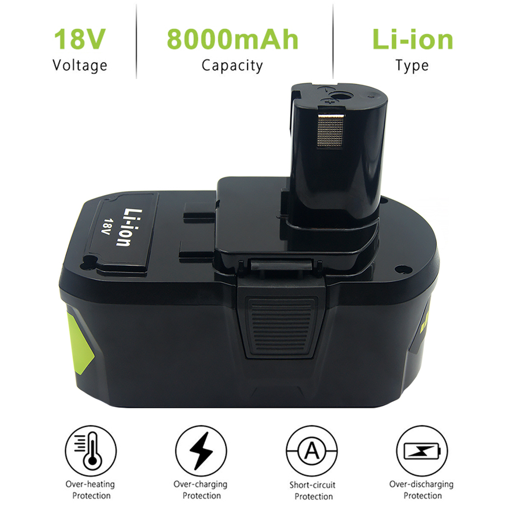 RB18L50 RB18L40 18 V 8,0 Ah/6,0 Ah/2,5 Ah Li-Ionen-Akku für Ryobi ONE+ BPL1820 P108 P109 P106 P105 P104 P103 RB18L60