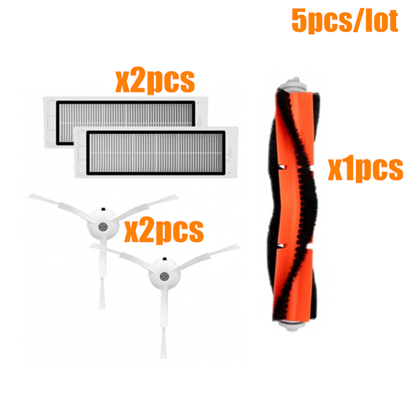 Rolo de escova lateral, filtro hepa, adequado para robô xiaomi 1s roborock s50 s51 s55 s5 s6 xiaowa, kits de peças de reposição para limpeza: Vermelho