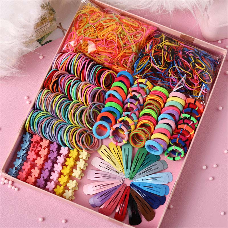 780Pcs Meisjes Scrunchies Elastische Haarband Kids Haaraccessoires Voor Vrouwen Mode Haar Banden Haarspeld Touw