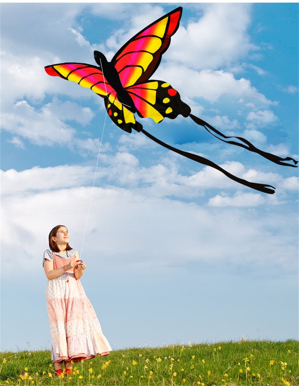 Cometa de mariposa bonita para niños, juegos y actividades al aire libre, línea única, juguetes para niños,