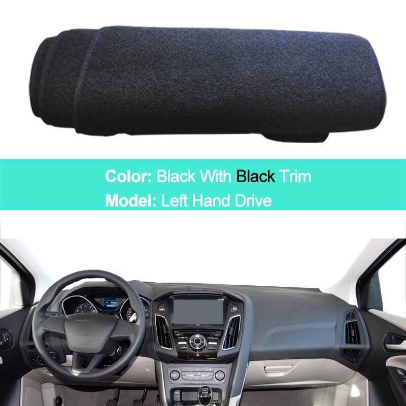 Cubierta de salpicadero interior de coche, alfombra, capa, almohadilla, para Ford Focus Titanium SE Electric S SEL , , , , , , 2 capas: LHD Black