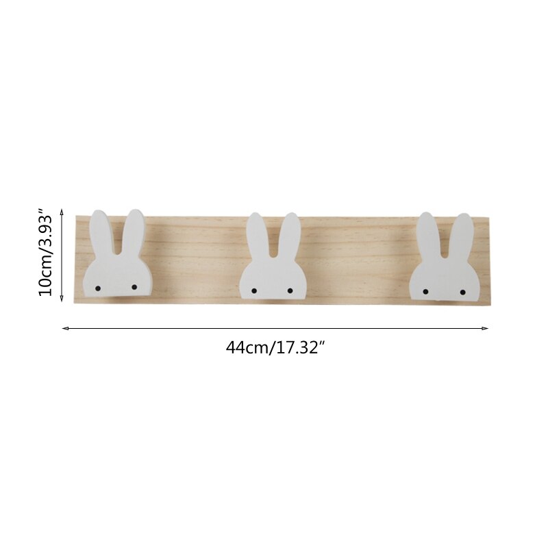 Children room Wall mounted Storage Rack Hanger with Multi hook Wooden Clothes Peg Cartoon shelf